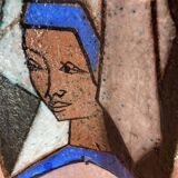 Terracotta tile with enamel decoration of a lady of the high nobility signed OGD