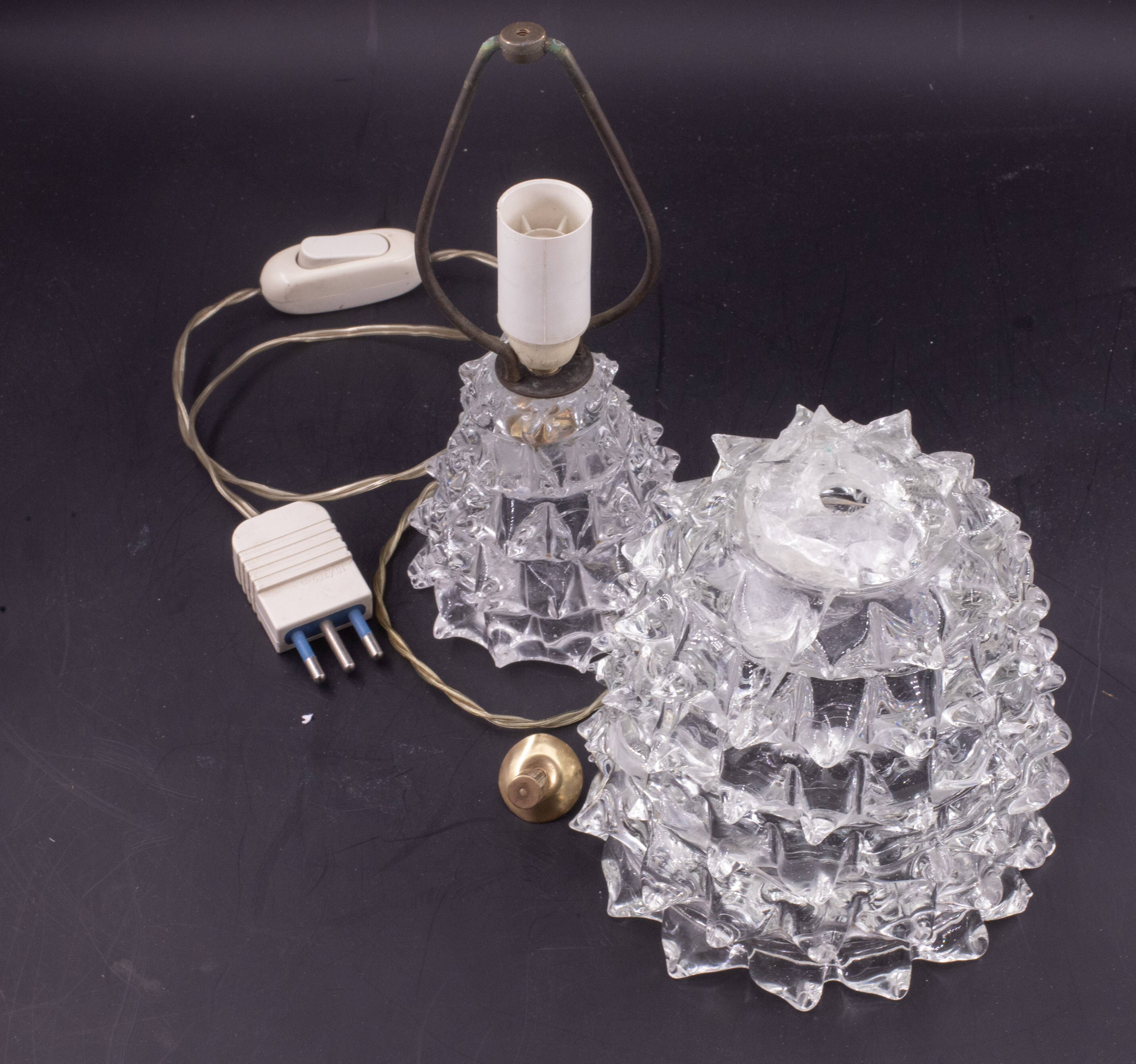 Elegant Table Lamp in Rostrato Murano Glass Vase for Barovier & Toso, 1940s