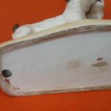 Zoomorphic sculpture cracked ceramic fox terrier dogs