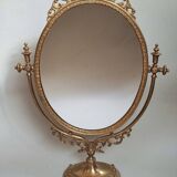 Brass table makeup mirror