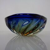 Blue Brown Sommerso Murano Glass Bowl or Ashtray by Flavio Poli, Italy, 1960s