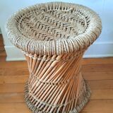 Vintage wicker and rope stool