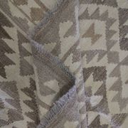 Khaki Brown Kilim Rug, Afghan Wool Flatweave, Handmade Geometric Tribal Rug