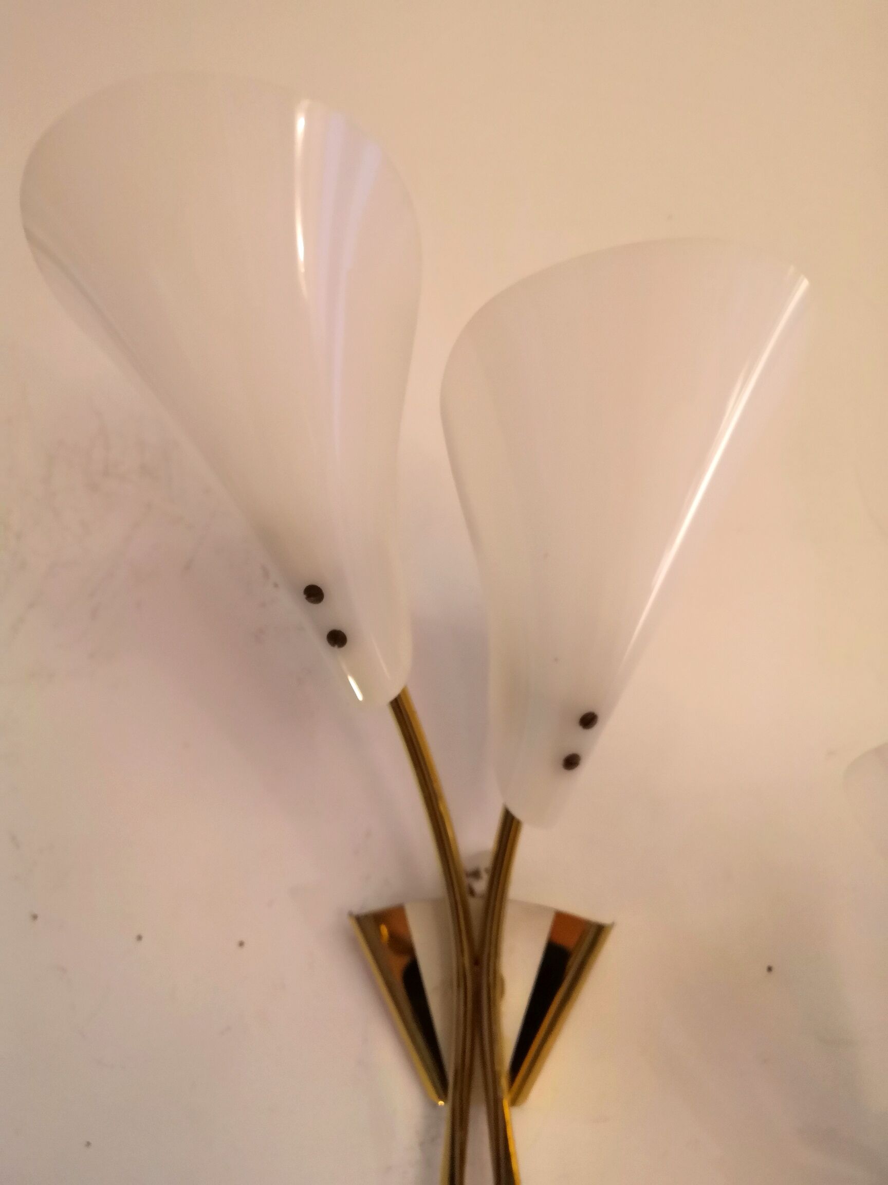 Pair of brass wall lamps design 50s - 60s