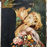 Oil painting on canvas the kiss signed Martin.