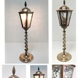 Lantern lamp brass and glass early XXth century