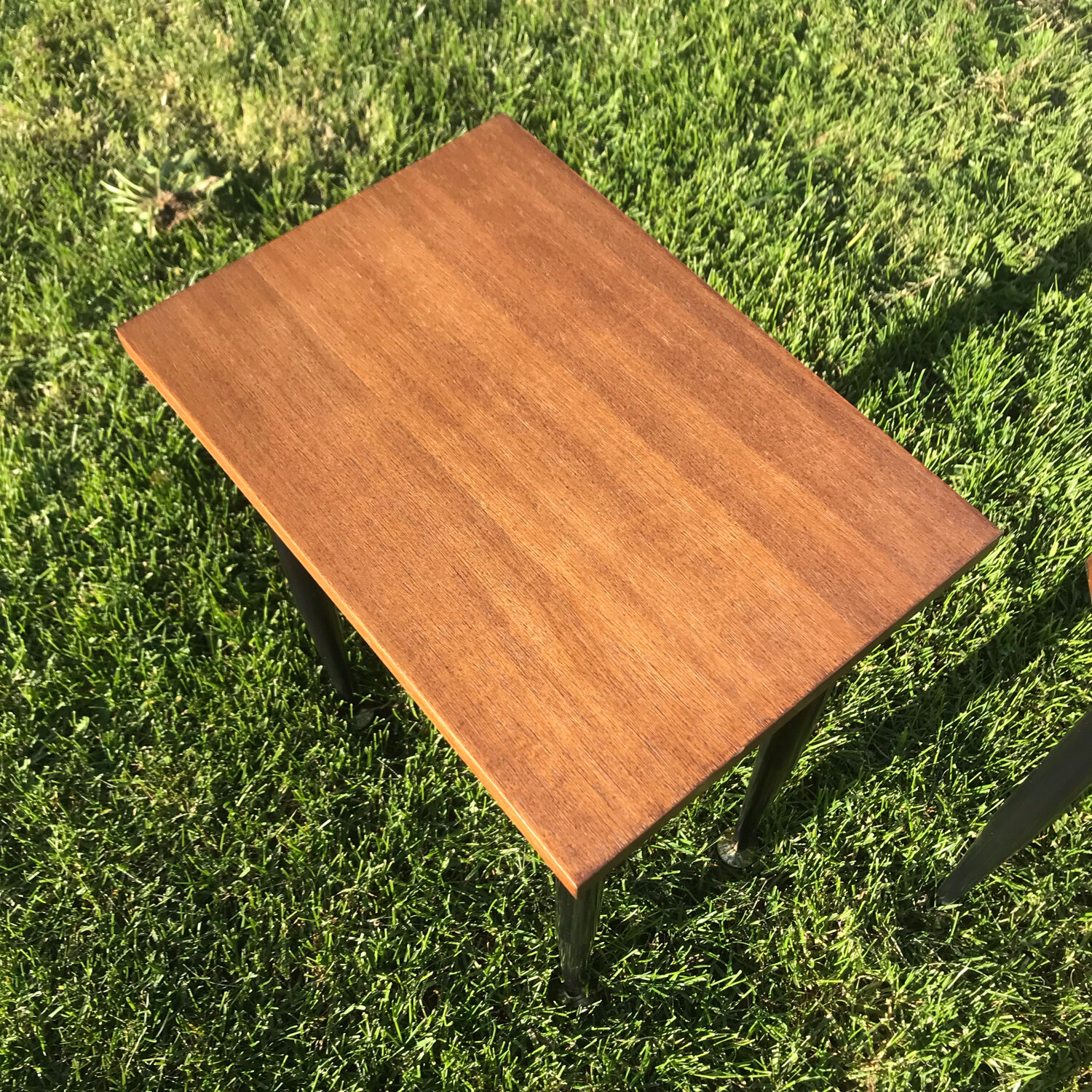 Pair of wooden and metal bedside tables vintage 1960