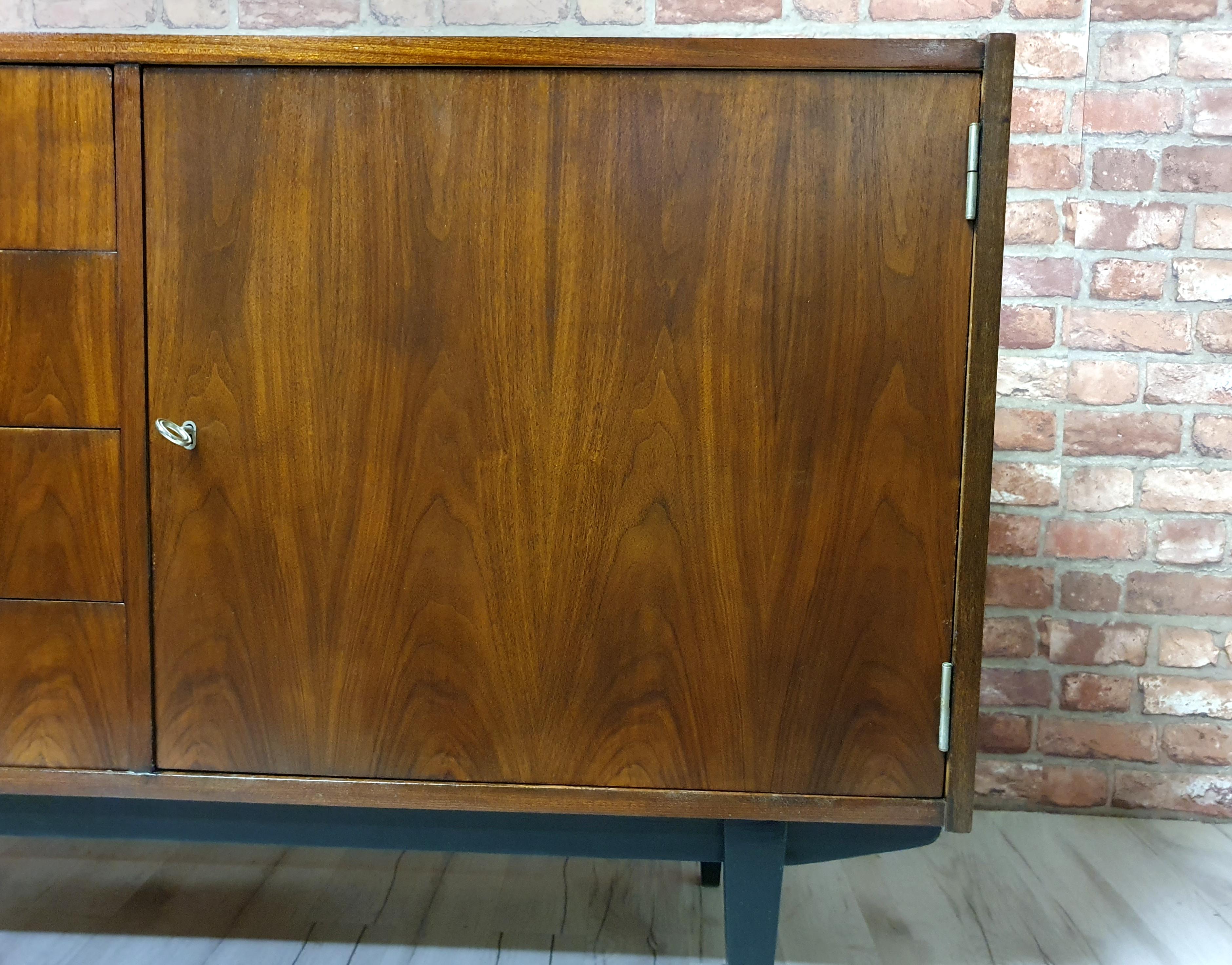 Renovated Violetta walnut chest of drawers, 1970s of the People's Republic of Poland