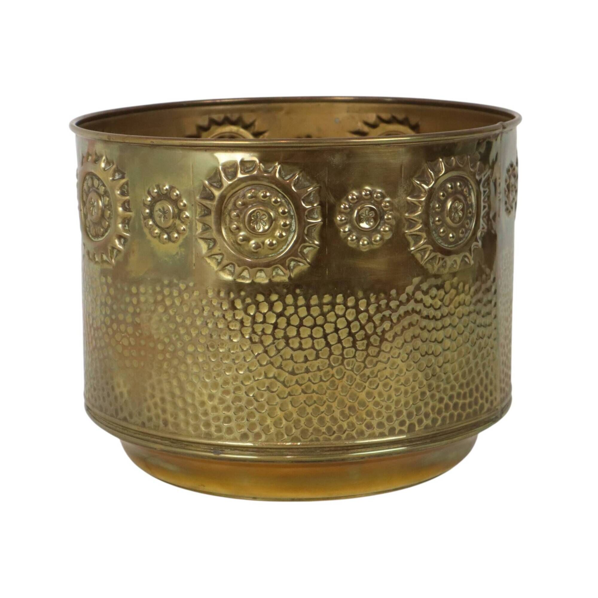 Large Brass Jardinière / Firewood Bin with Repoussé Work