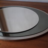 Miroir ovale années 70-80 tain fumé et clair 70x48cm