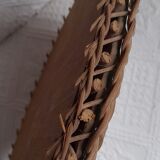 Old vintage braided rattan mirror