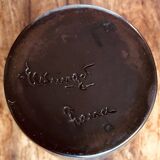 Large Vase Signed Elchinger. Black and yellow in free form. 1950s