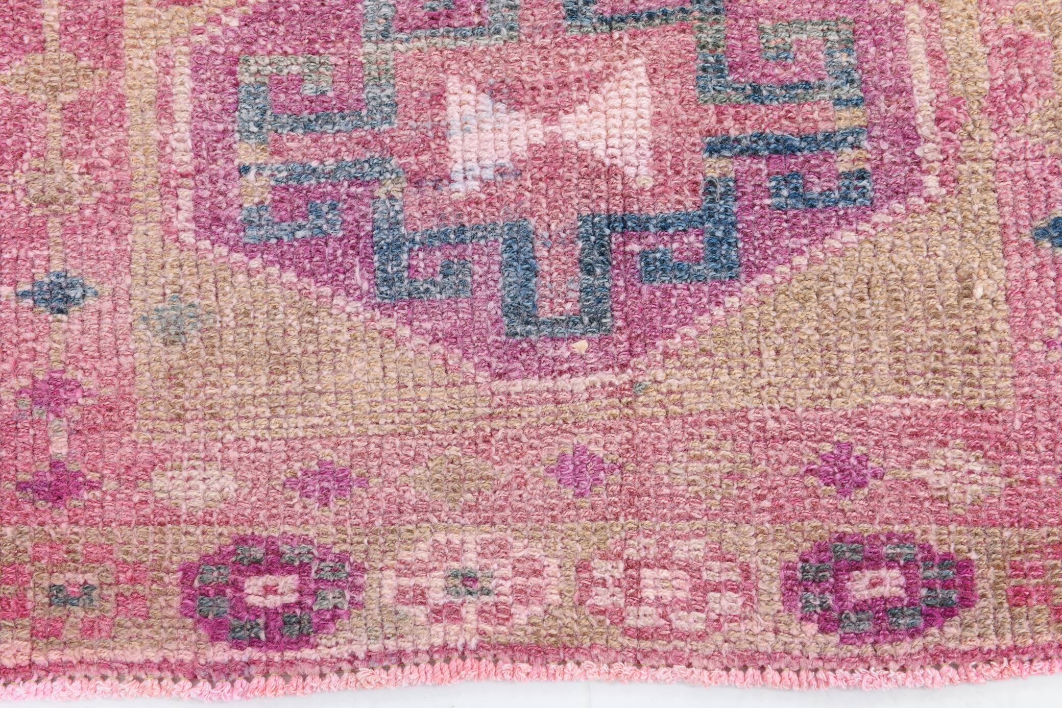 3x10 Rug For Hallway Pink Blue Vintage Runner Rug, 85x318Cm