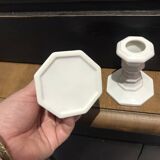 set of 2 vintage white porcelain candlesticks