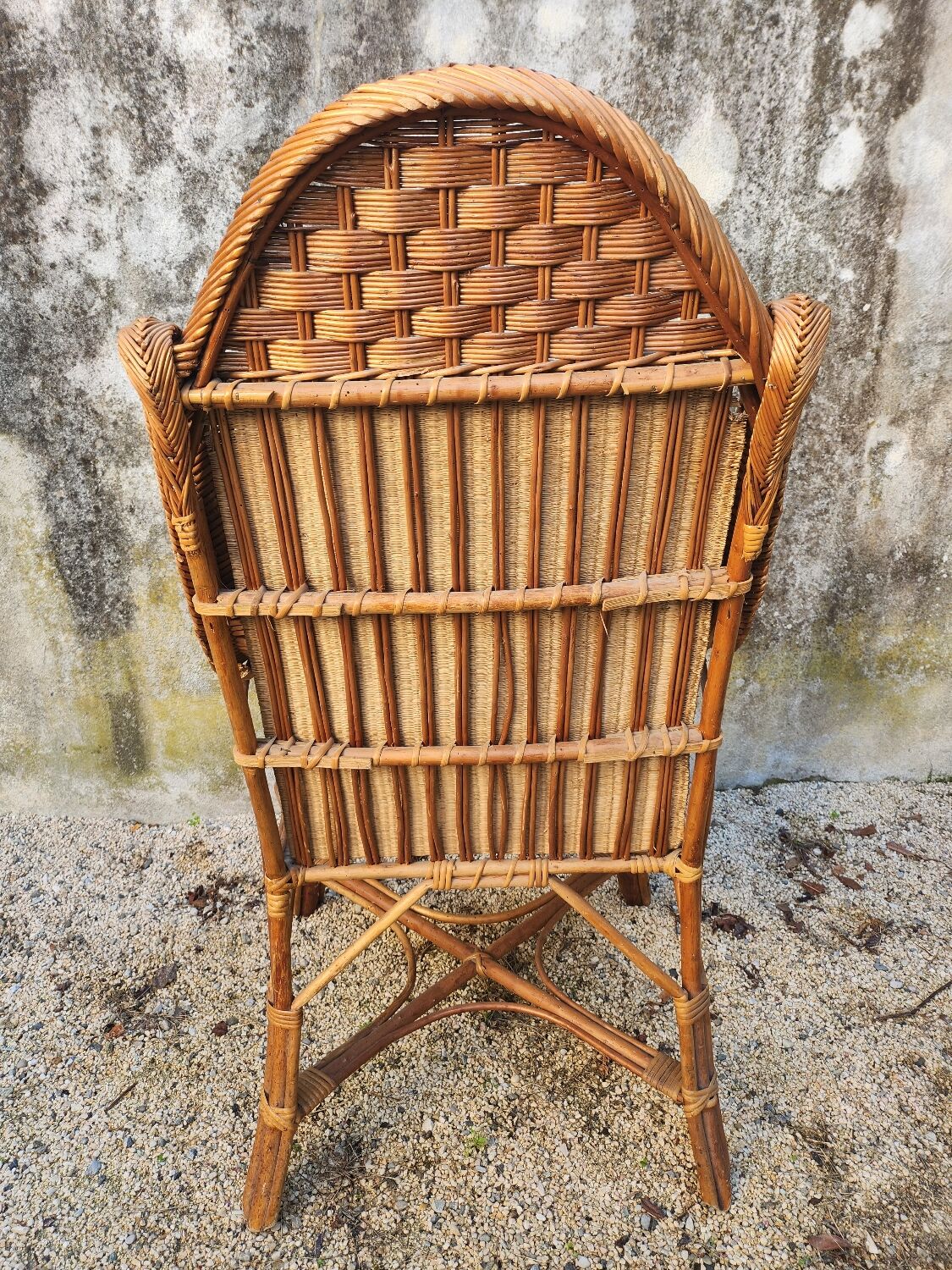 Fauteil rotin vintage