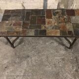 Coffee table in slate and iron 1960