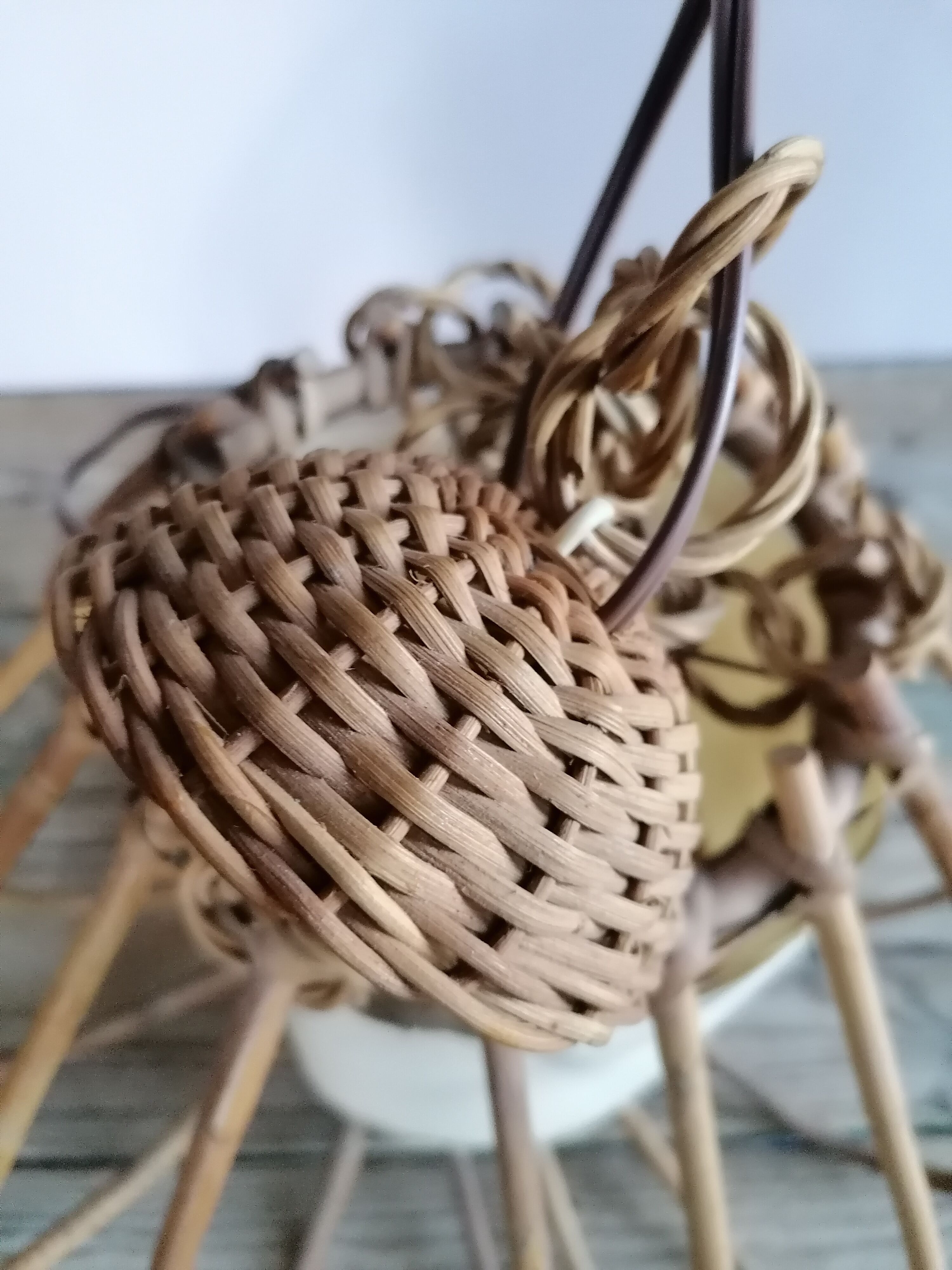 Louis Sognot style vintage rattan cage hnaging