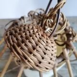 Louis Sognot style vintage rattan cage hnaging