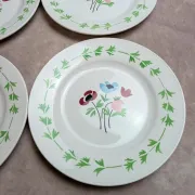 Set of 6 flat plates in ironstone Digoin Sarreguemines – Poupette model – Vintage