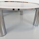 Vintage round coffee table in smoked glass and chrome metal from the 70s