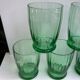 Set of 5 green art deco water glasses 30s-40s