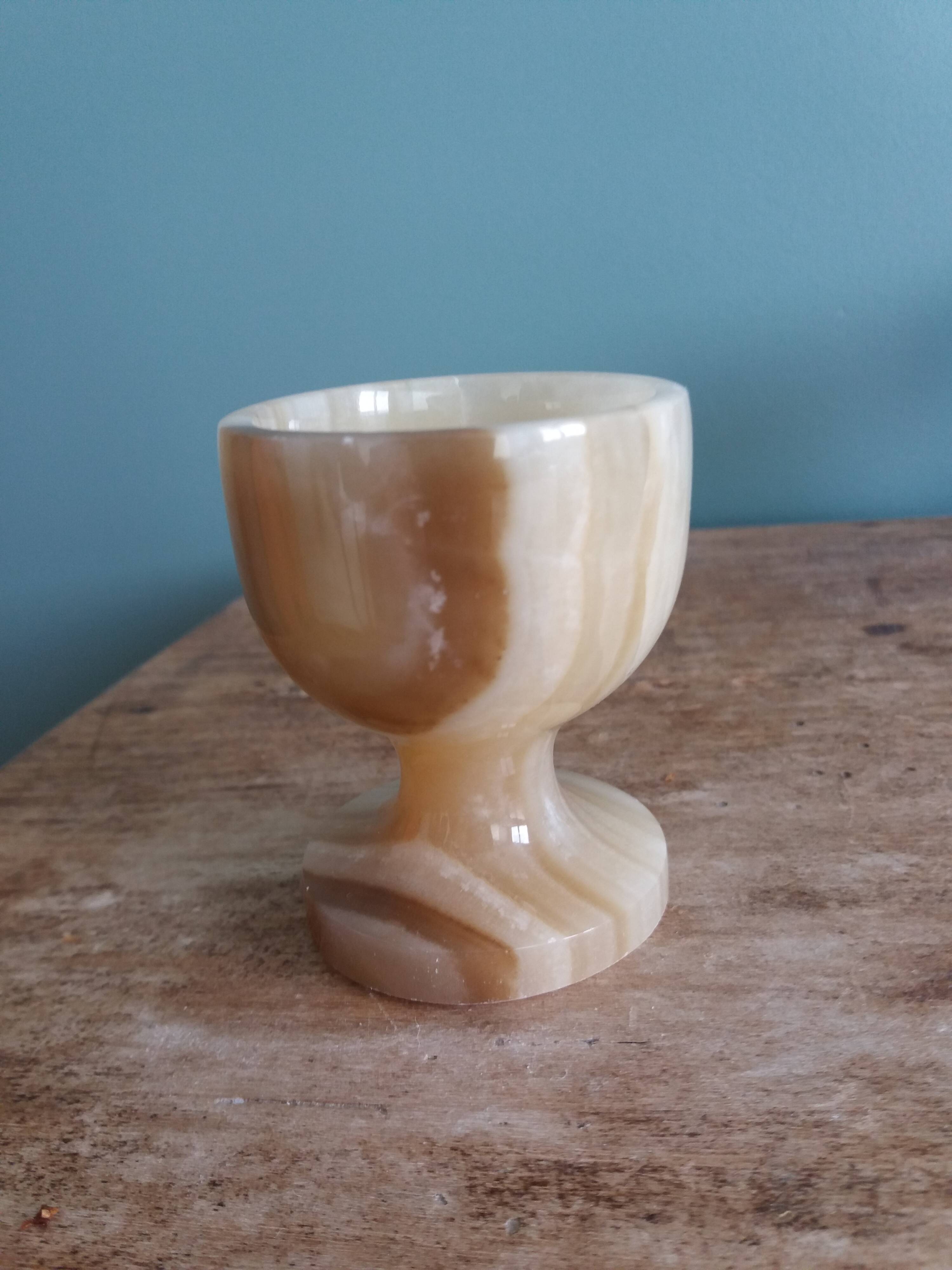 Alabaster onyx egg cup