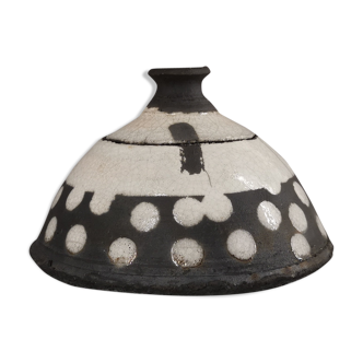 Boite en céramique Raku, signé Nk Crest