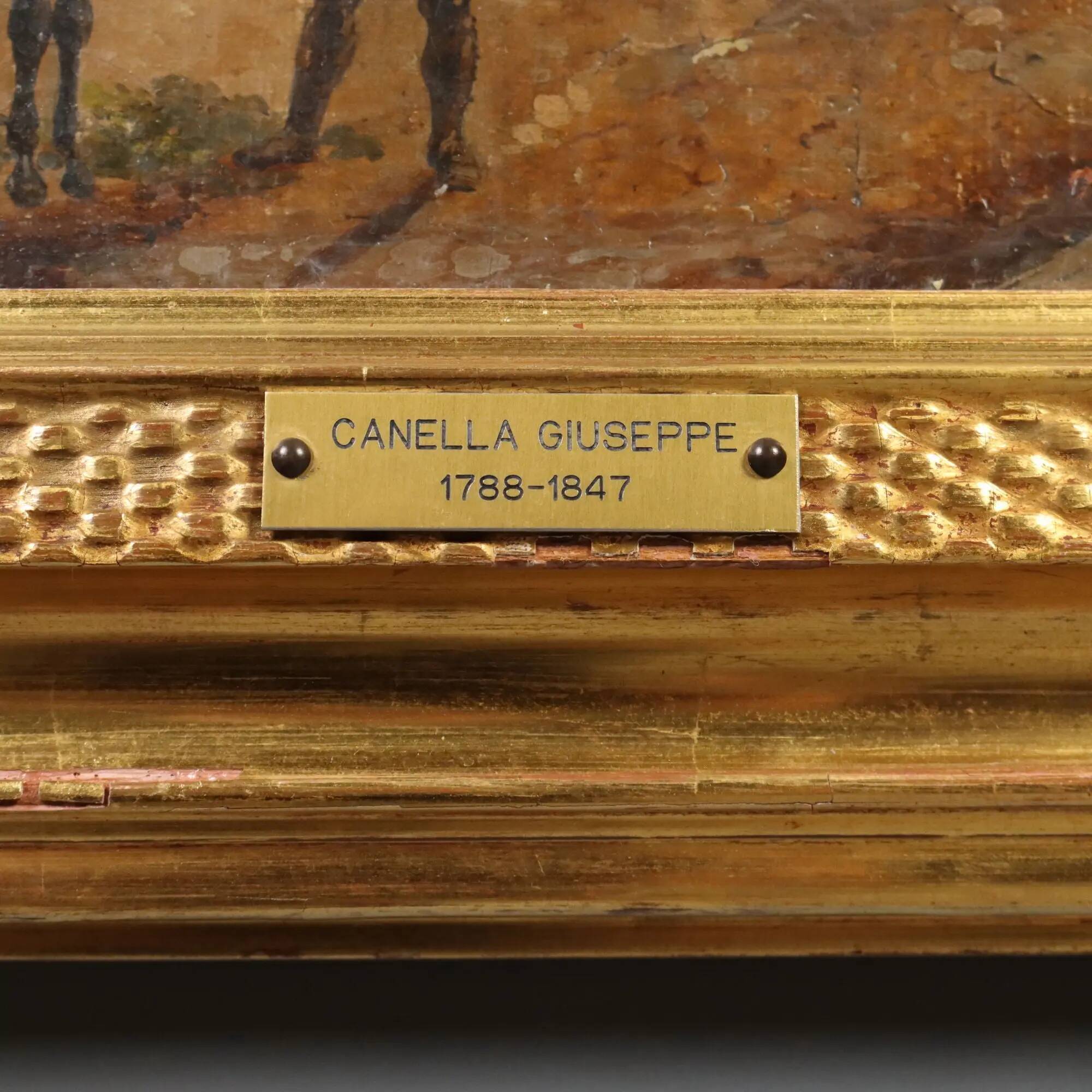 Old painting signed by Giuseppe Canella Lecco Pier 1837