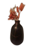 matte black soliflore vase - traditional kintsugi with copper powder - cooper