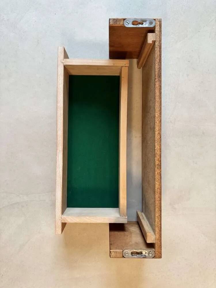 Vintage floating commode in teak and beech wood from the 1960s.