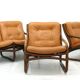 Italian Bamboo, Rattan, and Leather Living Room Set, 1970s