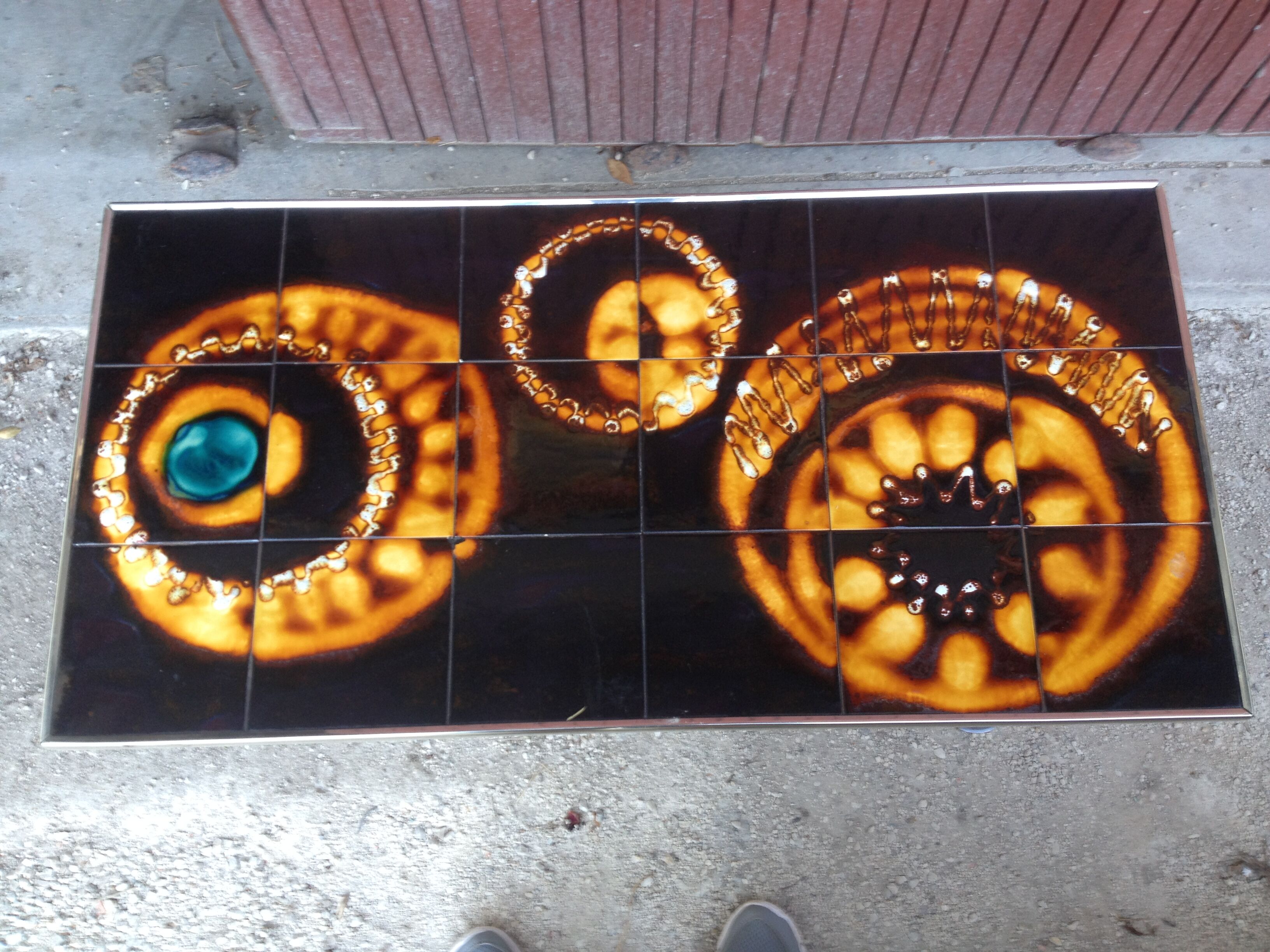 Low vintage ceramic and metal table