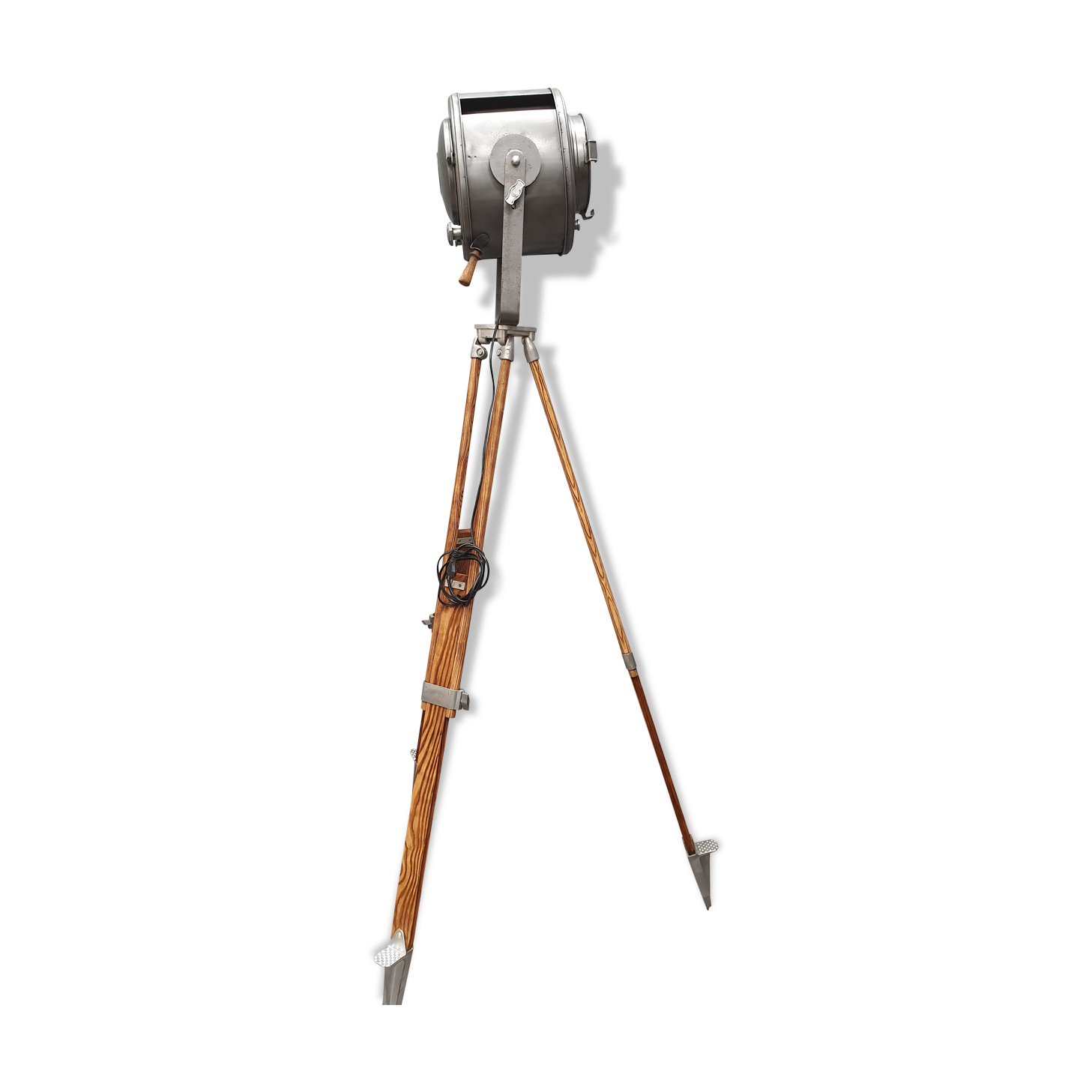 Projector AE Cremer industrial lamp on wooden trefoot
