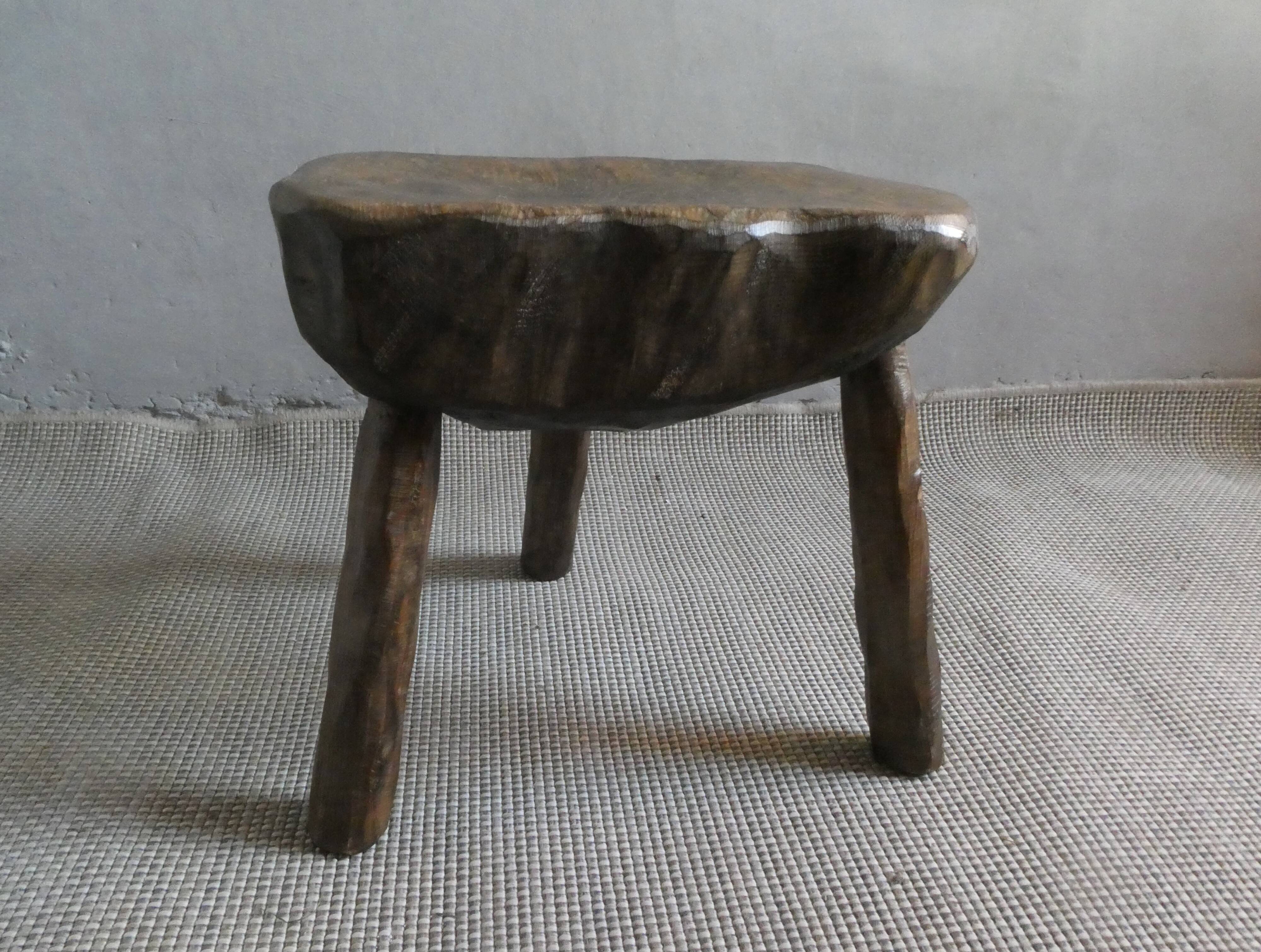 Cowherd stool, milking, solid wood, 1950s