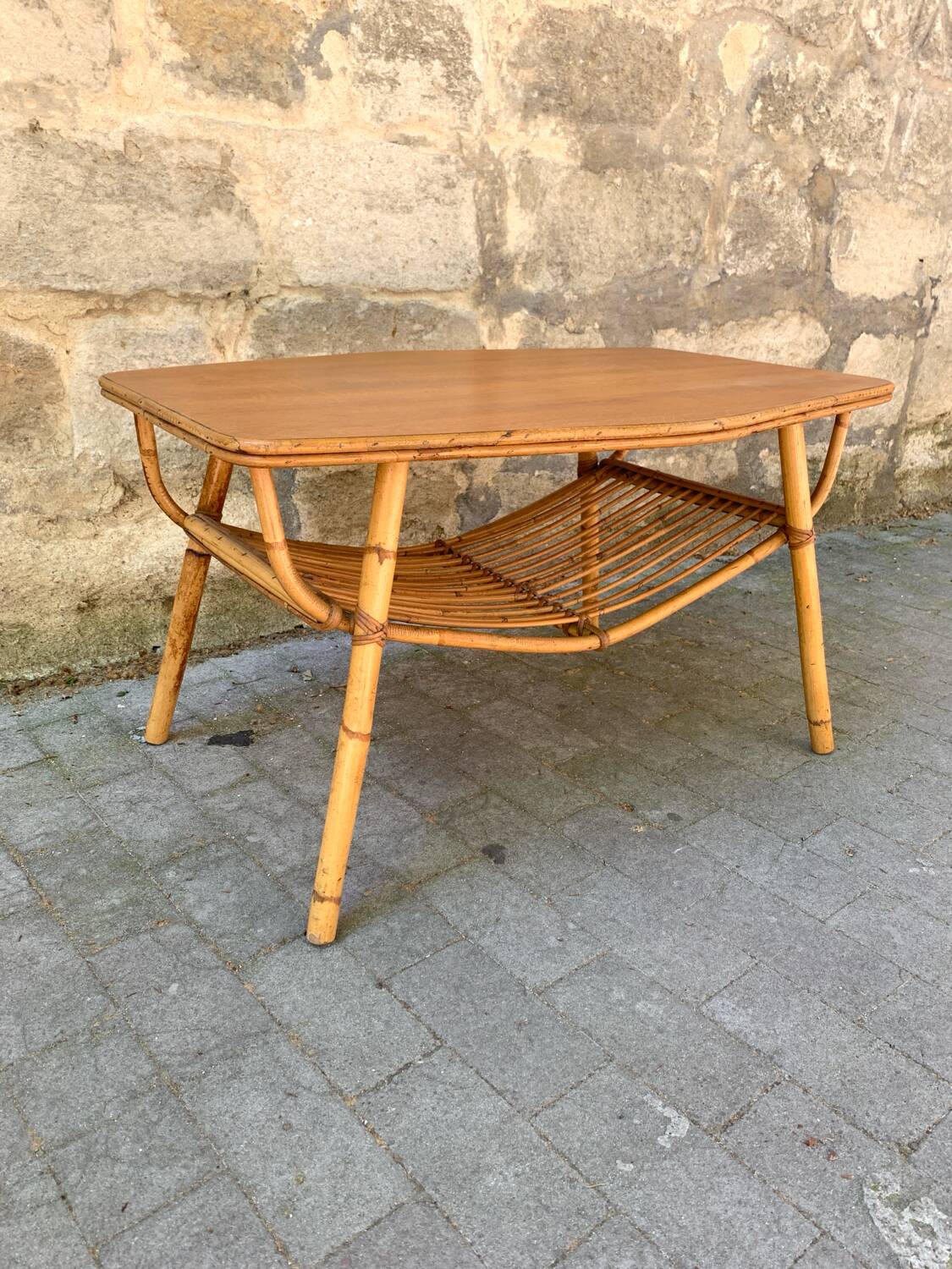 Vintage rattan coffee table