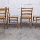 Danish ensemble transformable table 114 cm / 154 + 4 modernist chairs from the 1970s.
