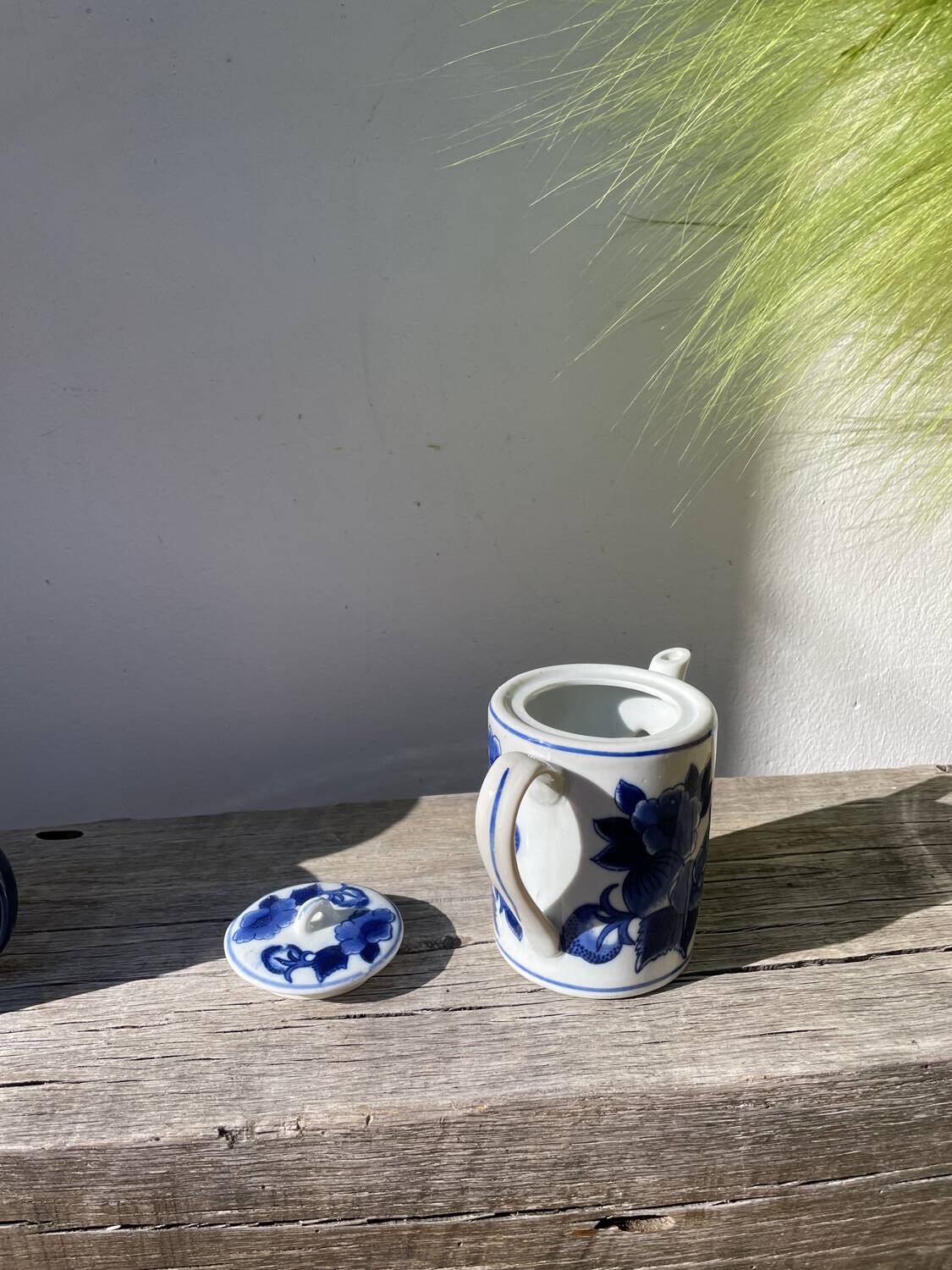 Asian blue and white ceramic teapot