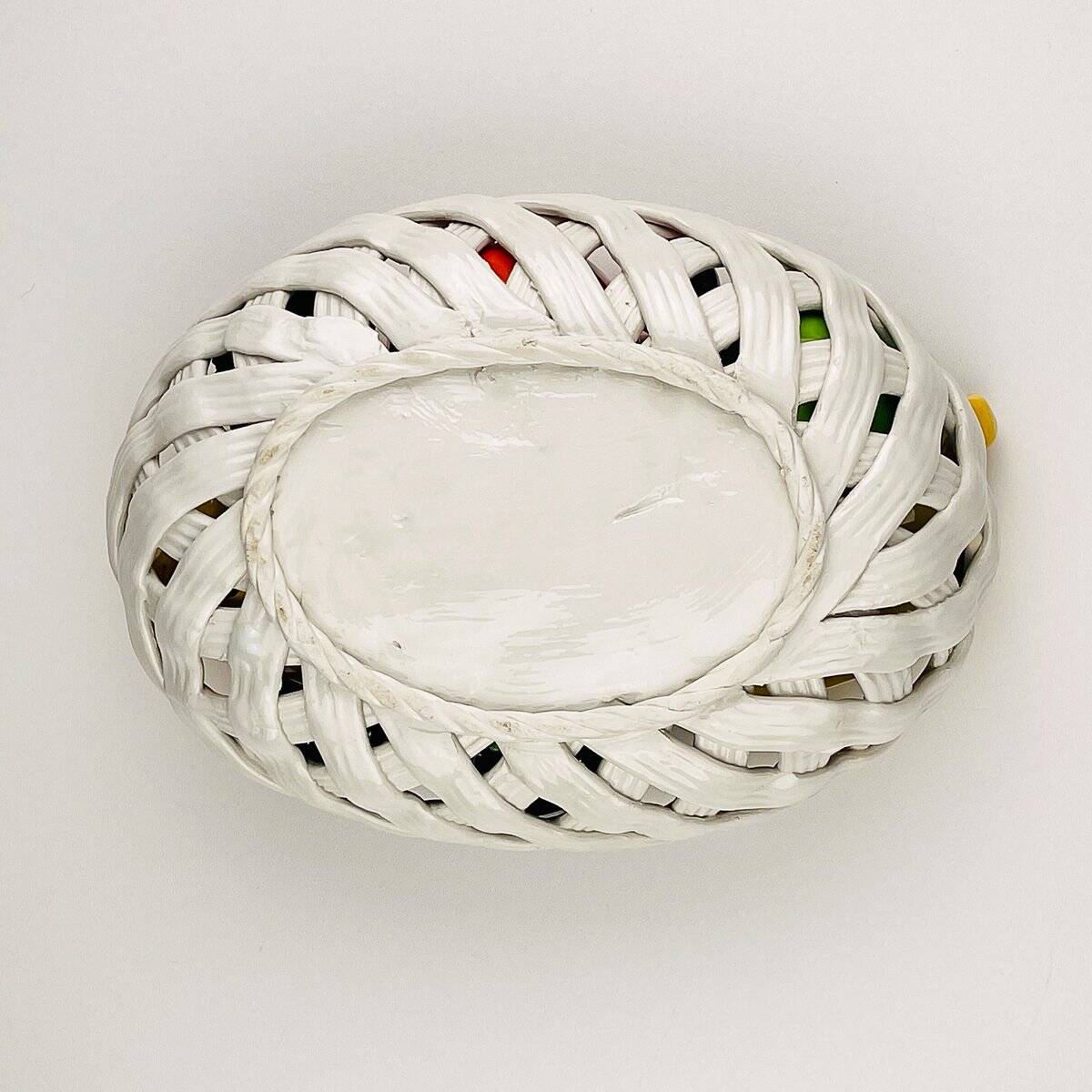 Vintage Italian ceramic fruit basket from the mid-20th century, 1980s.