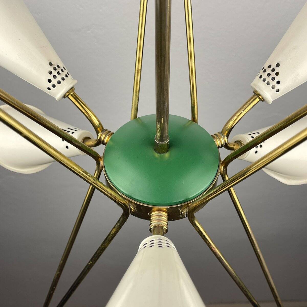 Metal chandelier mid-century modernist by Stilnovo, 1970s
