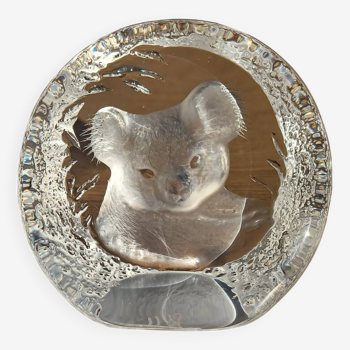 Figurine de koala en cristal de mats jonasson.