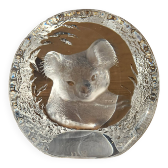 Figurine de koala en cristal de mats jonasson.