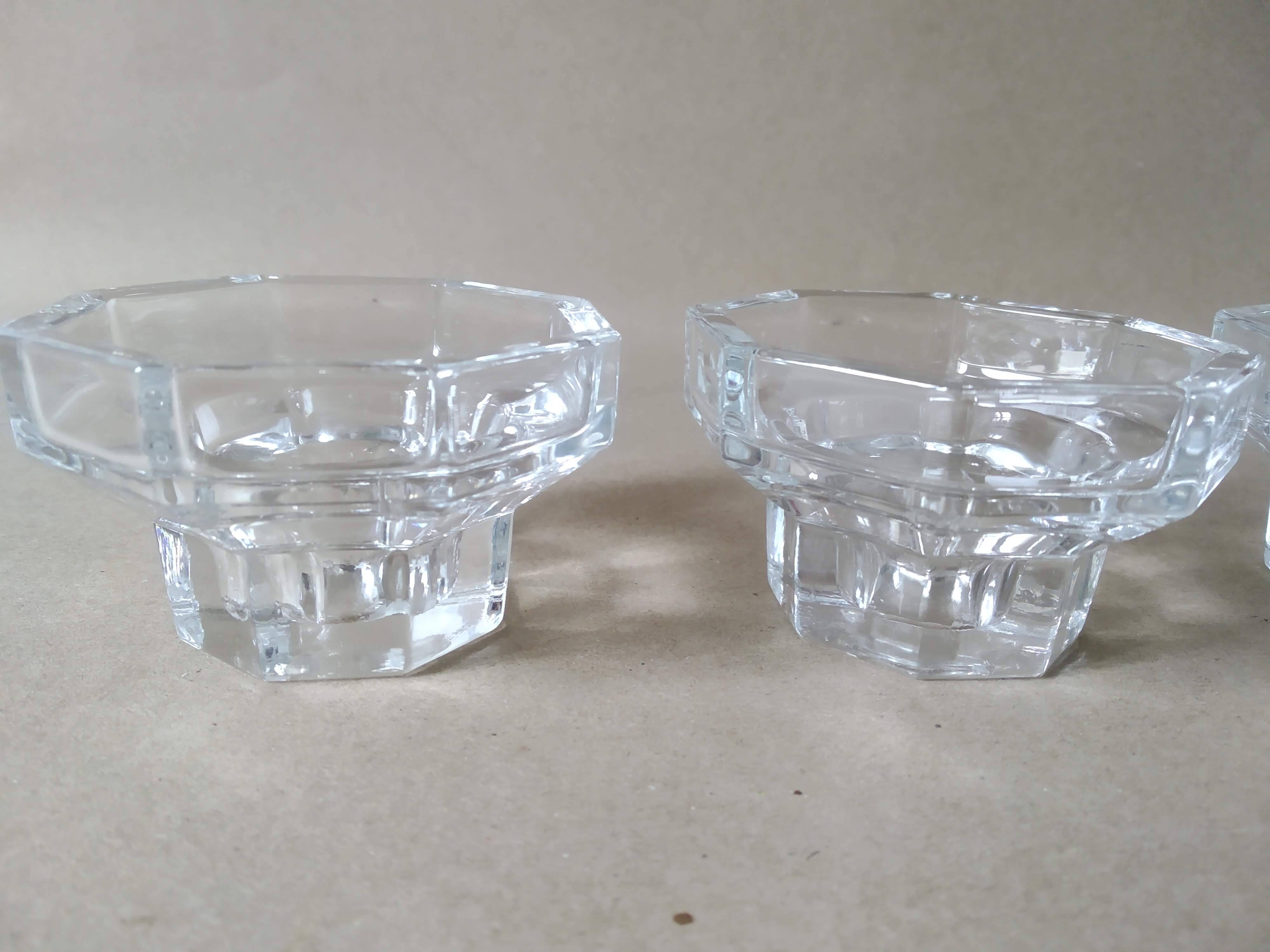 Set of 4 Art Deco style glass candle holders