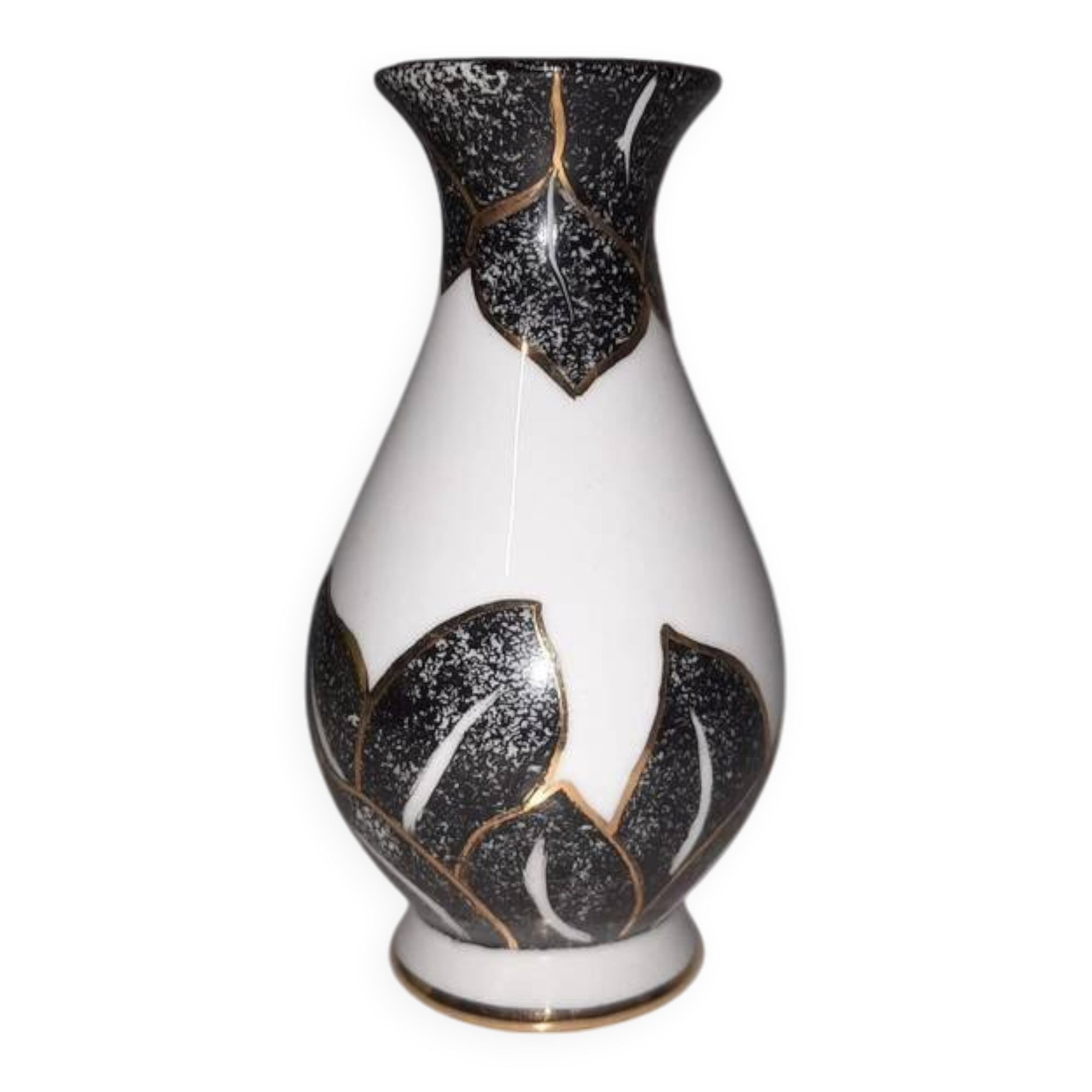 Small vintage vase - leaf decoration - signed "A Mourlon"