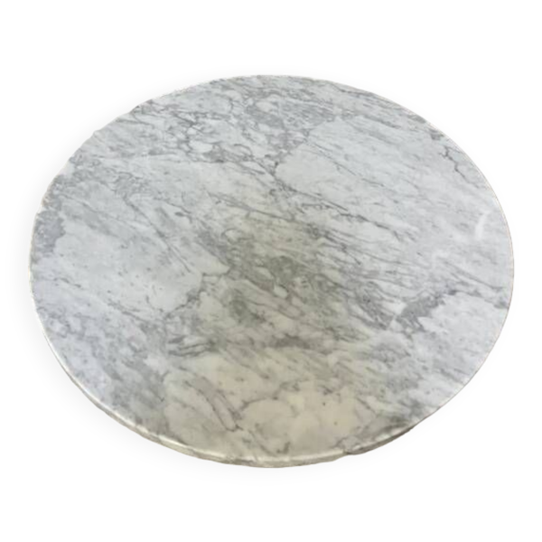 Table basse ronde en marbre blanc carrare pied en croix