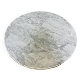 Round coffee table in white Carrara marble with cross base