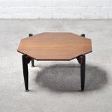 Italian Modernist Coffee Table in Teak and Lacquered Metal, 1950s