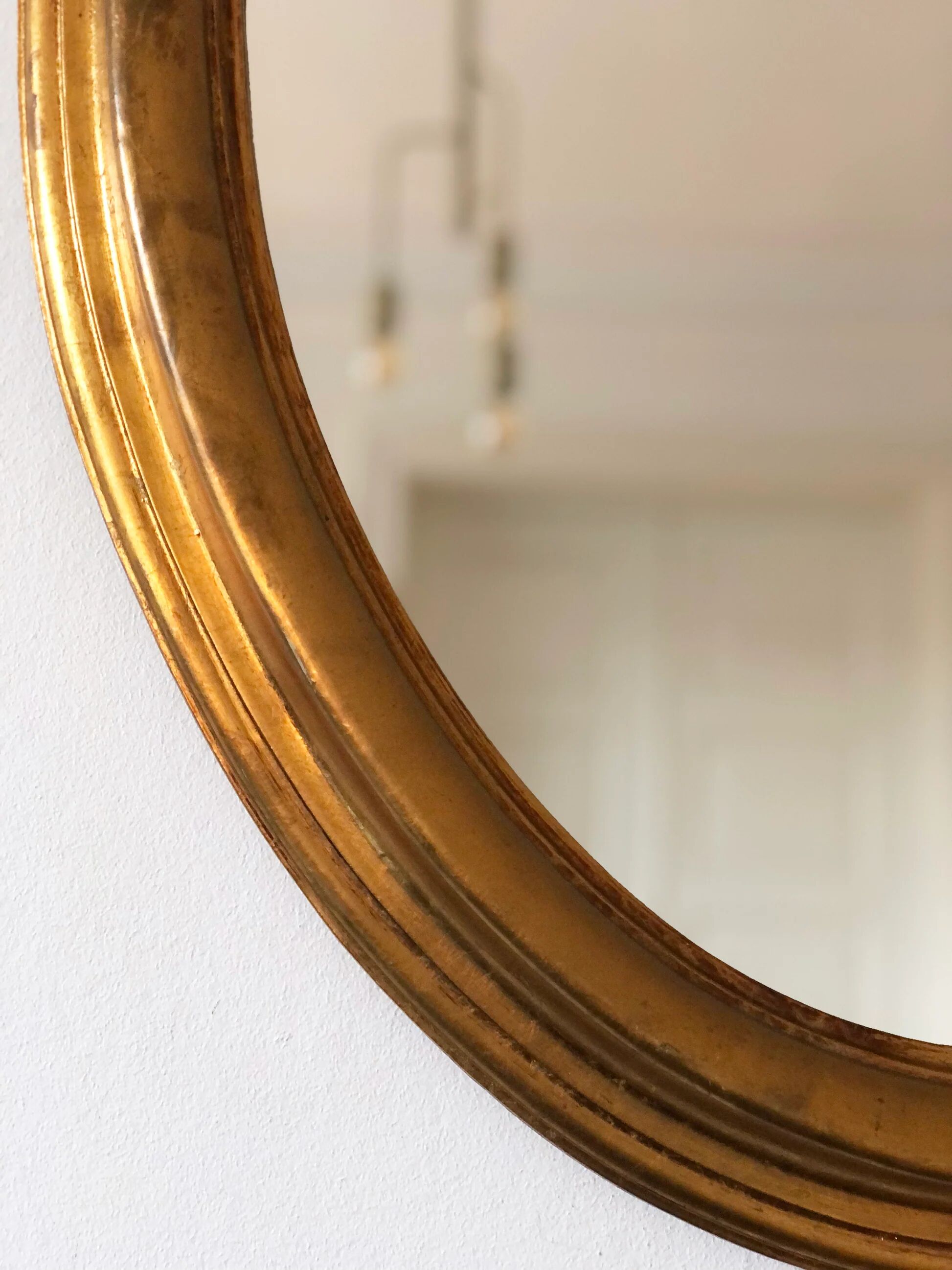Vintage oval giltwood mirror – Hollywood Regency, Belgium, 1970s