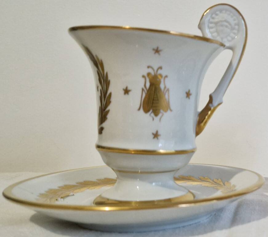 Paire de tasses litron d'époque Second Empire Décor impérial Napoléon Ier