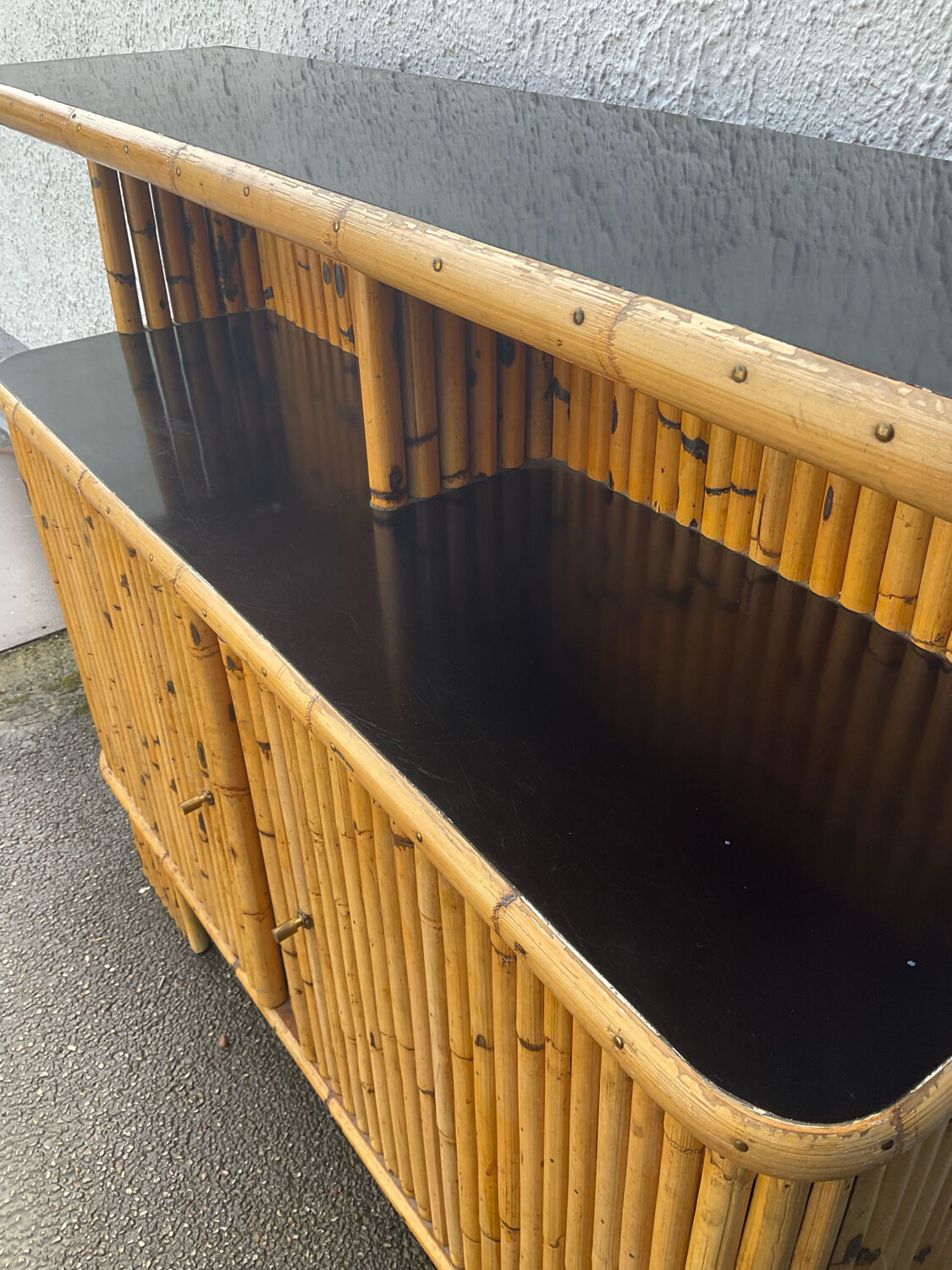Vintage rattan bamboo bar from the 60s