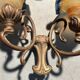 Pair of glass paste wall lights in Art Nouveau style signed Viamme.